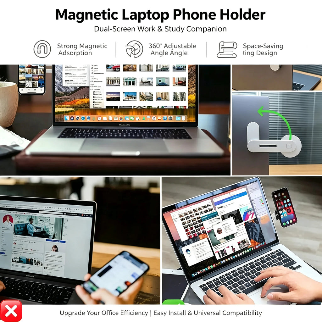 LUXE LINE Magnetic Laptop & Monitor Phone Holder Mount