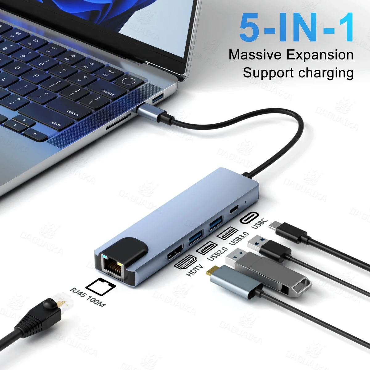 LUXE LINE 8-in-1 USB-C Hub – 4K HDMI, RJ45, SD/TF, PD Charge