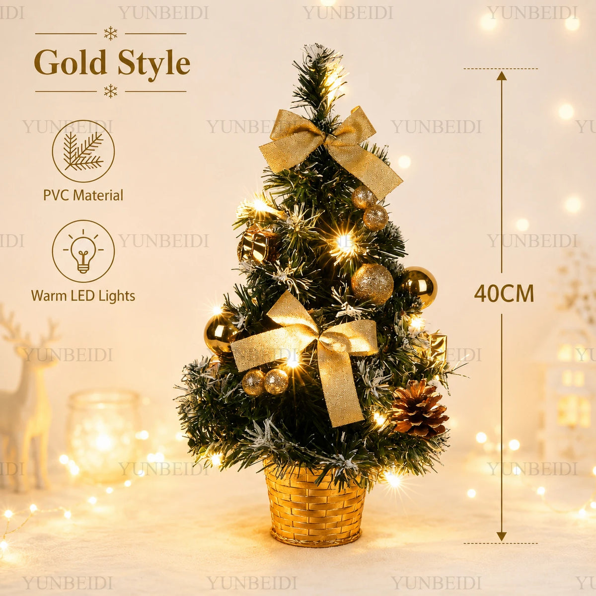 40cm Mini Artificial Christmas Tree with LED Lights
