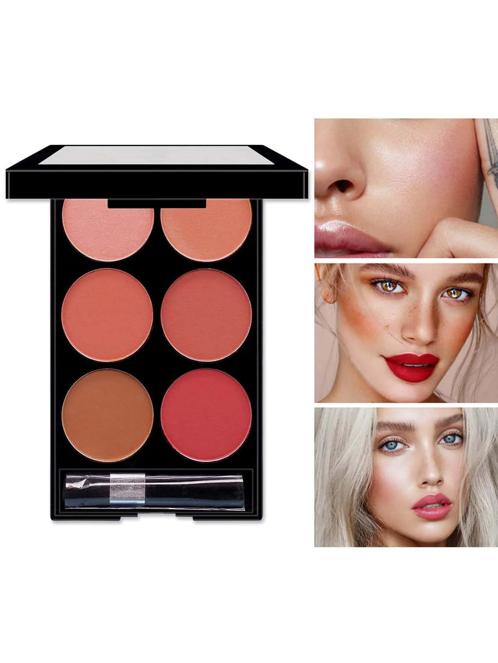 LUXE LINE 6-Color Blush & Contour Palette – Pearlescent Matte