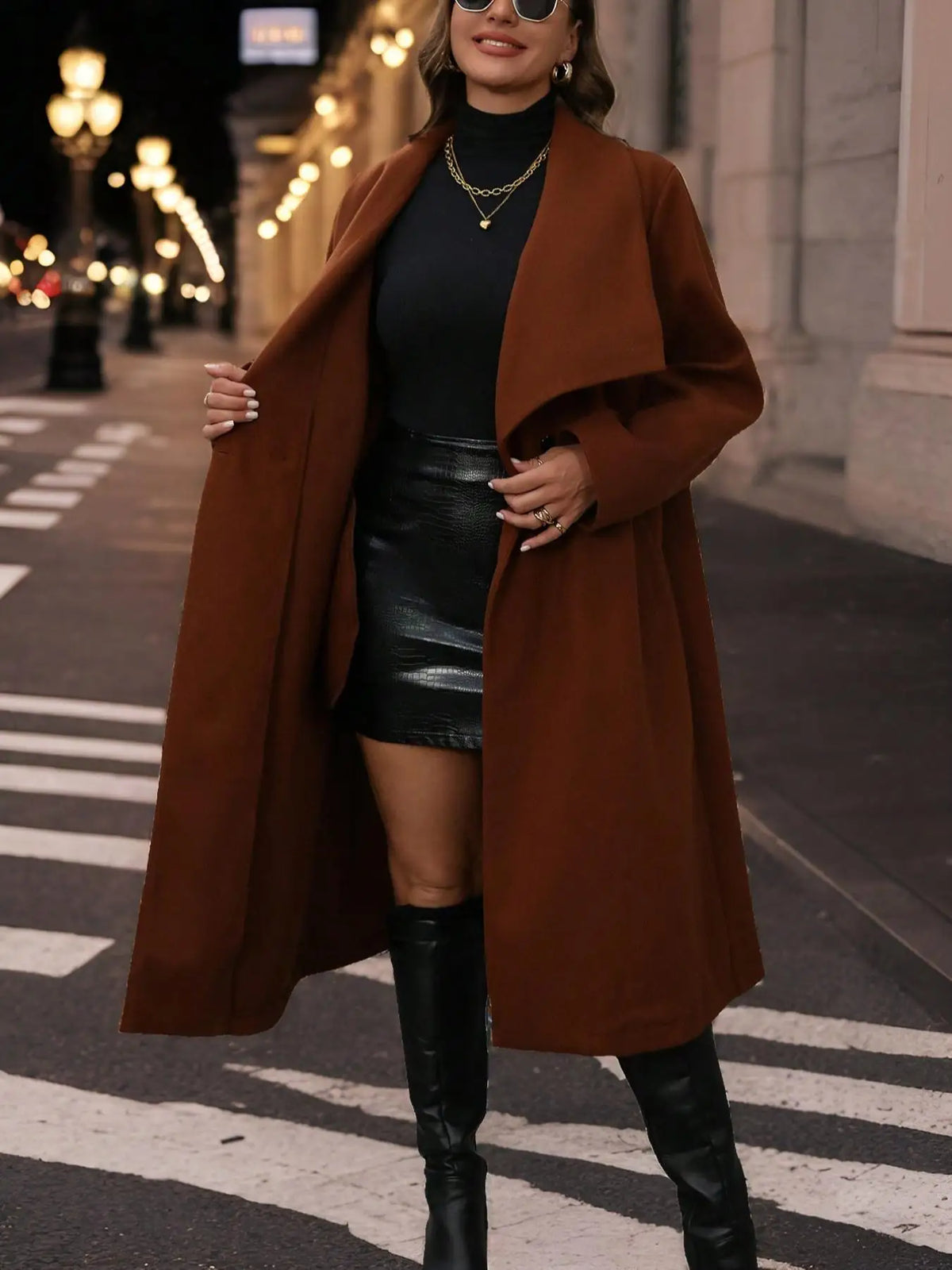 Caramel Wool Blend Oversized Coat (PLUS SIZE)