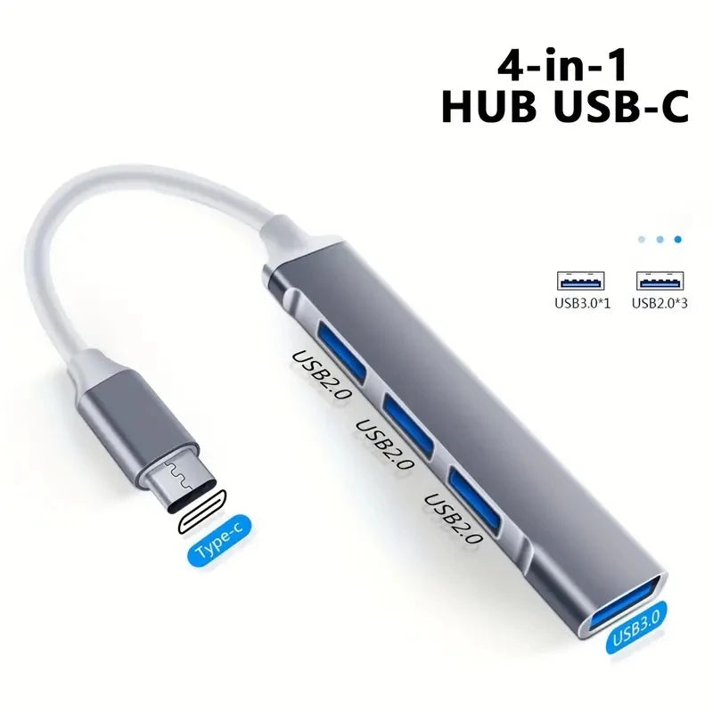 LUXE LINE 4-Port Type-C USB Hub – OTG Adapter for MacBook & Laptops