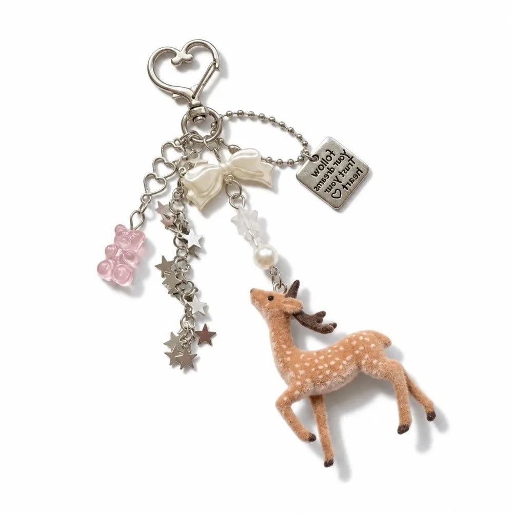 LUXE LINE Cute Deer Phone Charm Keychain
