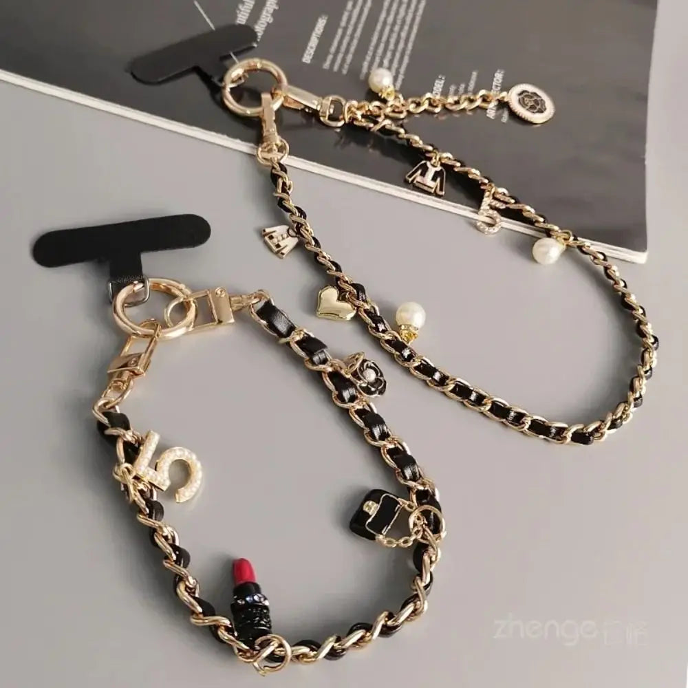 LUXE LINE Colorful Leather Phone Charm – Wrist Chain Pendant Strap