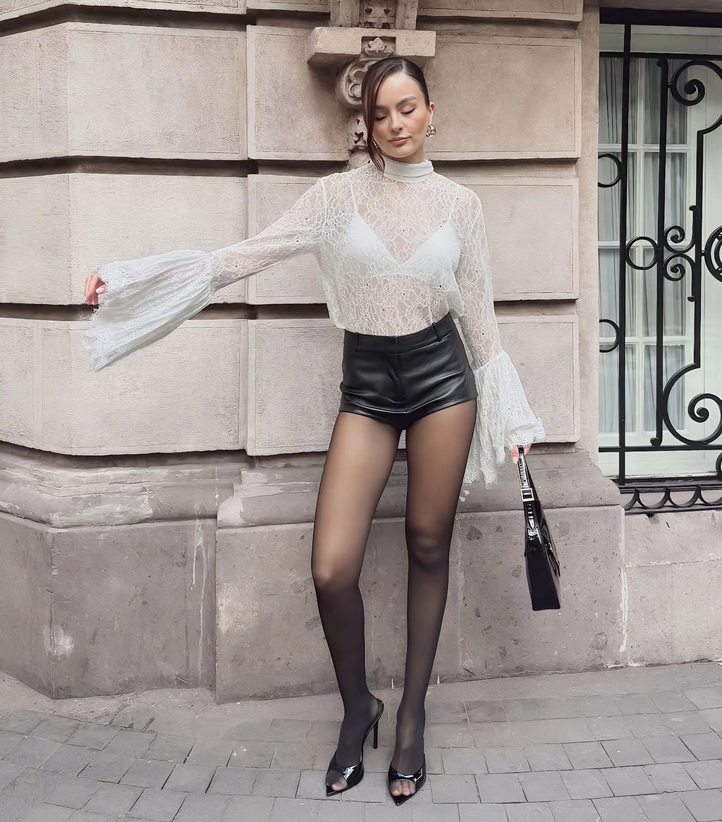 Tornova Lace Ruffle Sleeve Blouse