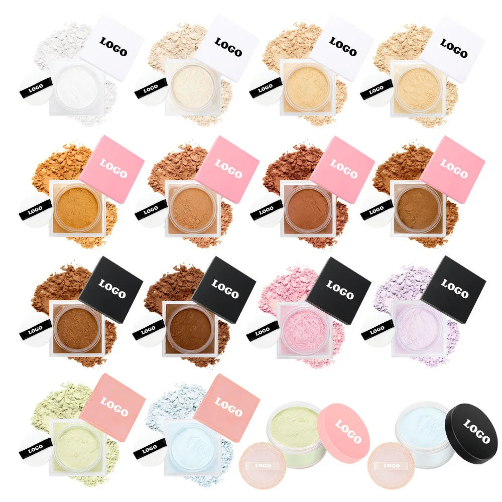 Pink Oil-control Loose Powder Private Label Waterproof Long-lasting Full Coverage Face Compact Setting Powder Makeup Cosmetics
