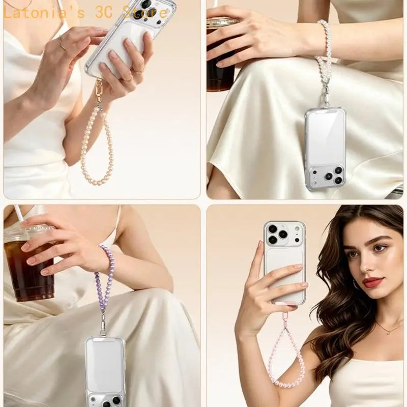 LUXE LINE Beaded Phone Charm with Card Insert – Wrist Strap Accessory