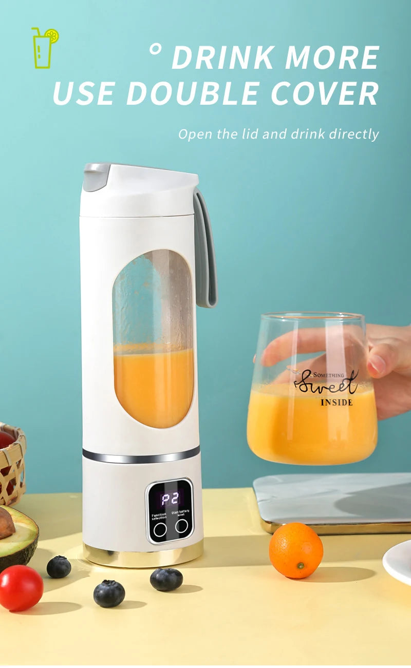 NEW 450ml Portable Electric Juicer, Mini USB Travel Juicer Machine Shakes Smoothie Blenders 12 Blades Fresh Juice Extractor