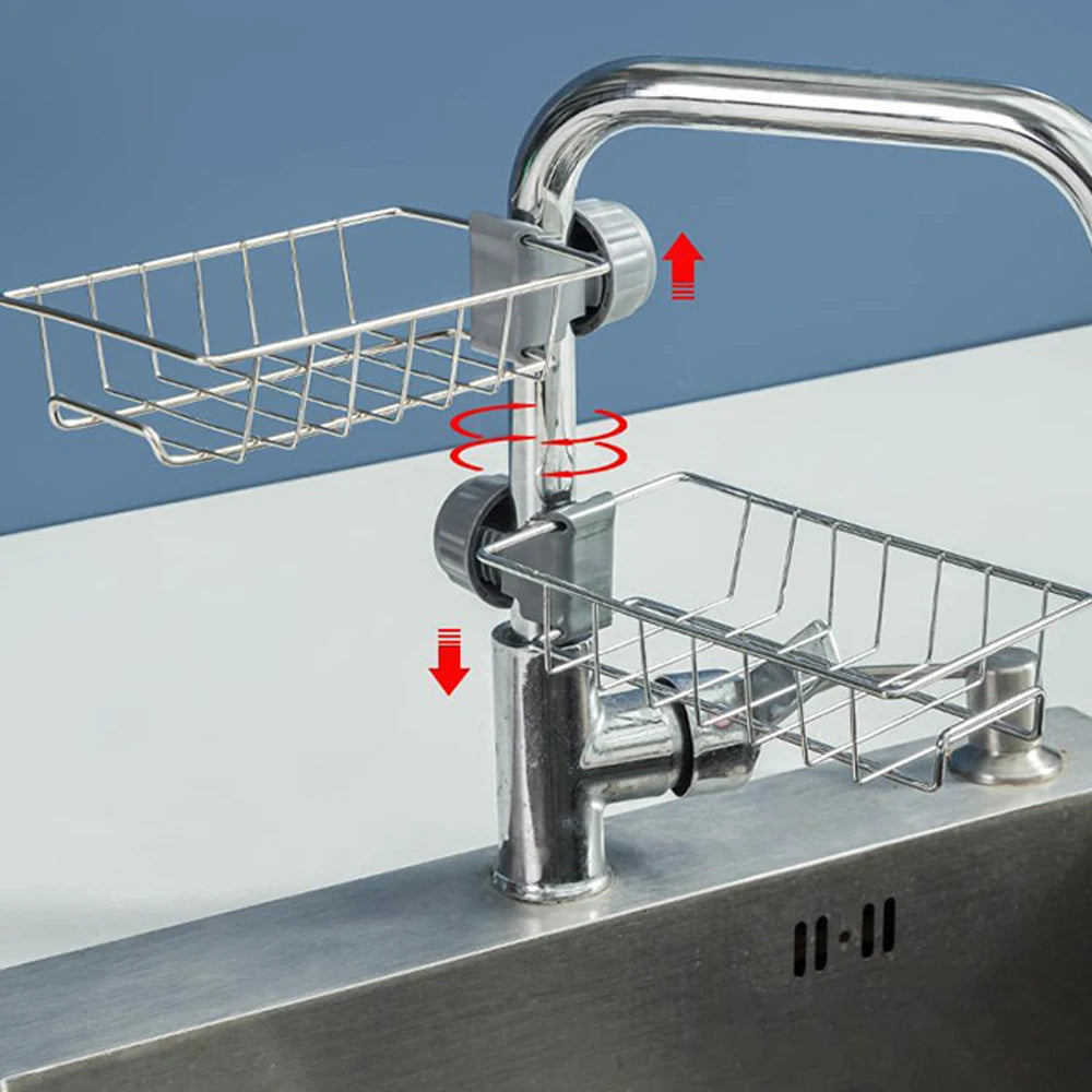 LUXE LINE Kitchen Sink Drain Rack – Faucet-Mounted Sponge & Soap Organizer