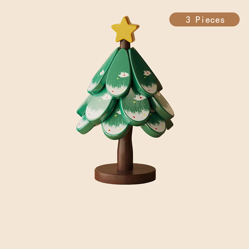 Christmas Tree Wooden Trivet Coaster Set
