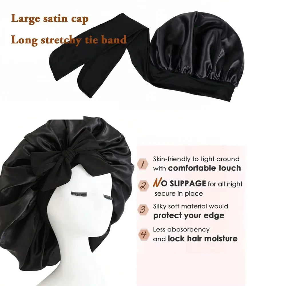 LUXE LINE Satin Silk Sleep Bonnet for Women