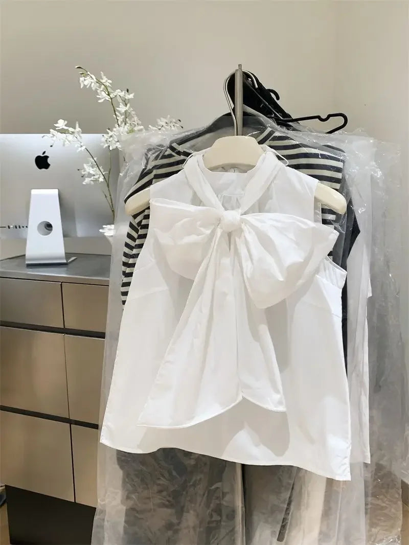 Bandage Bow Sleeveless Blouse Top