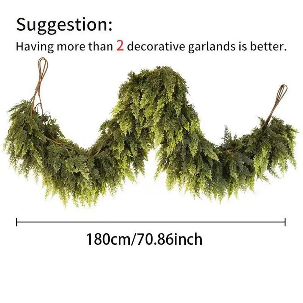 Faux Cedar Pine Garland Wreath Decoration