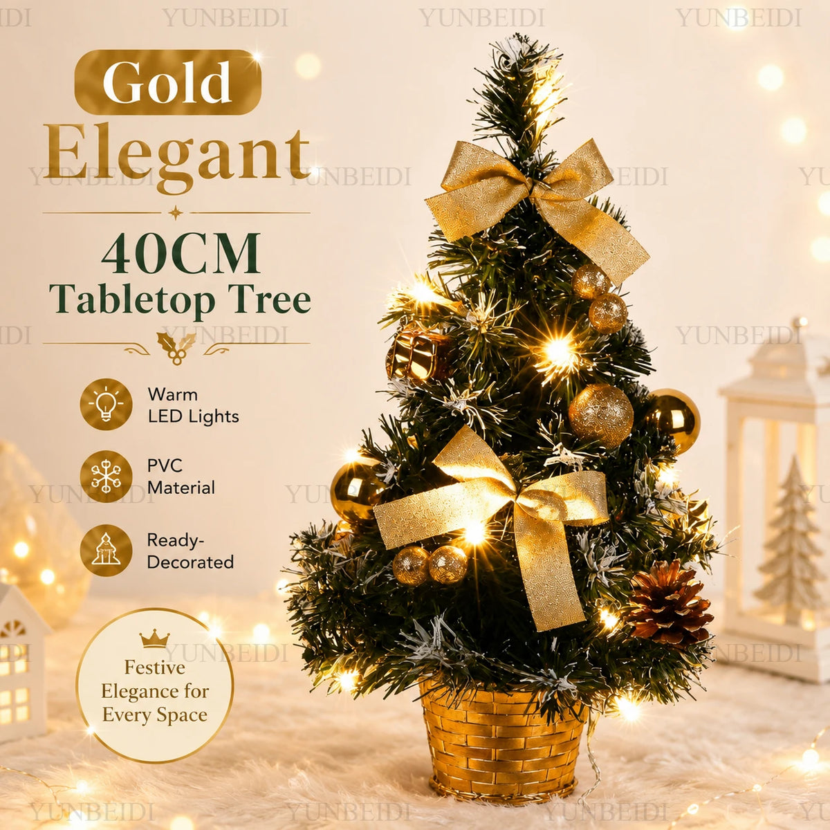 40cm Mini Artificial Christmas Tree with LED Lights