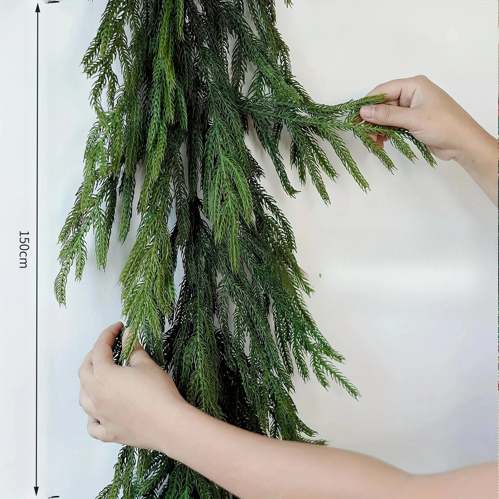 Christmas Norfolk Pine Garland With Lights