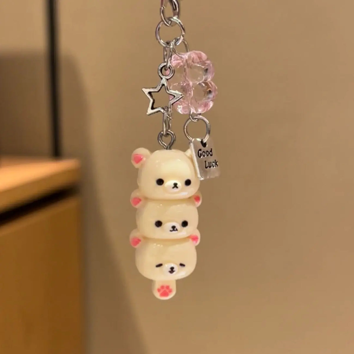 LUXE LINE Cute Bear Phone Charm – Kawaii Korean Keychain Accessory