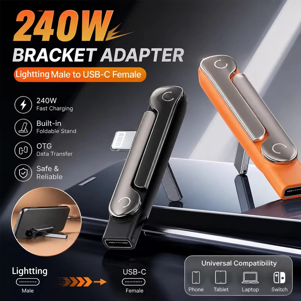 LUXE LINE 240W USB-C & Lightning Multi-Port Adapter with Stand