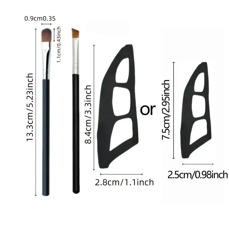 LUXE LINE 3-Piece Eye Makeup Kit - Eyeshadow Brushes & Molds, Quick Templates for Beginners