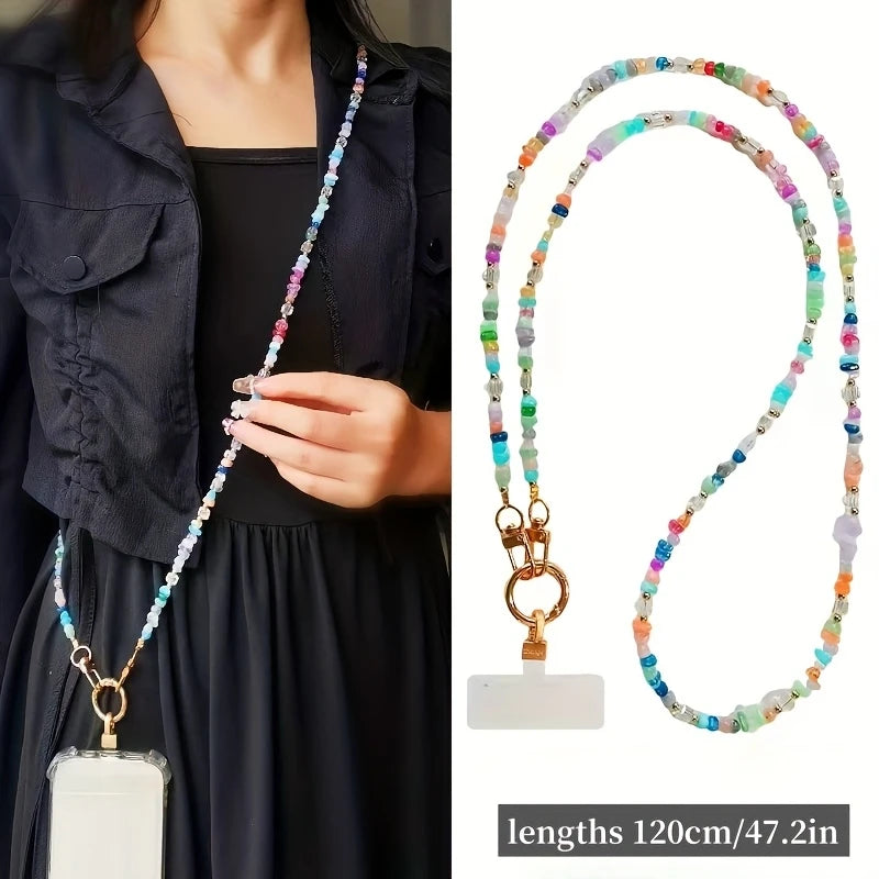 LUXE LINE Colorful Beaded Phone Charm Crossbody Strap