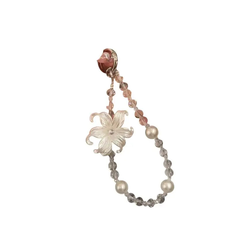LUXE LINE Lily Flower Beaded Phone Charm Wrist Strap