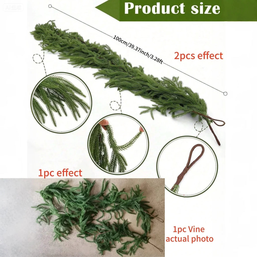 Artificial Norfolk Pine Christmas Wreath & Garland