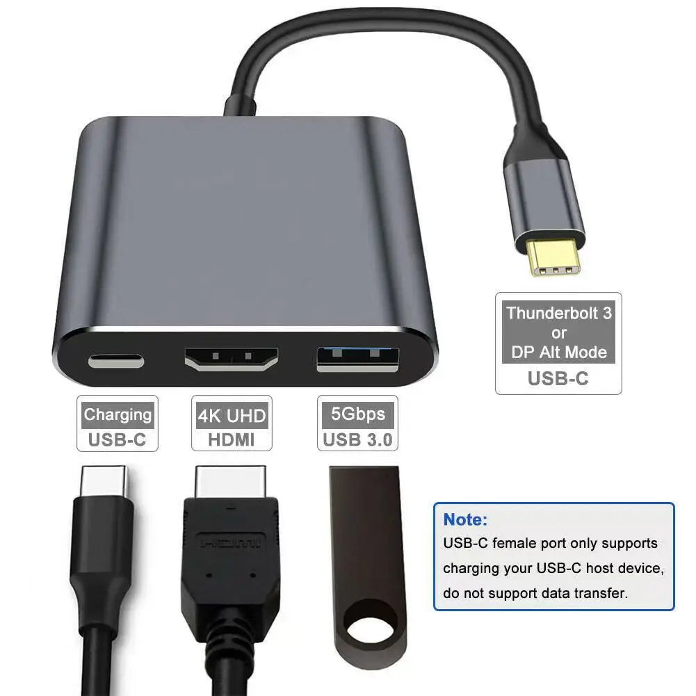 LUXE LINE 3-in-1 USB-C Hub – PD 100W, 4K HDMI & USB 3.0