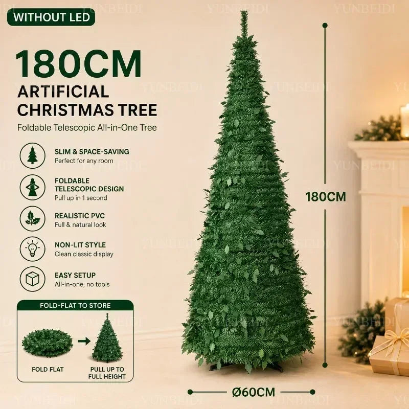 Pre-Lit Artificial Christmas Tree (1.5m–2.1m)