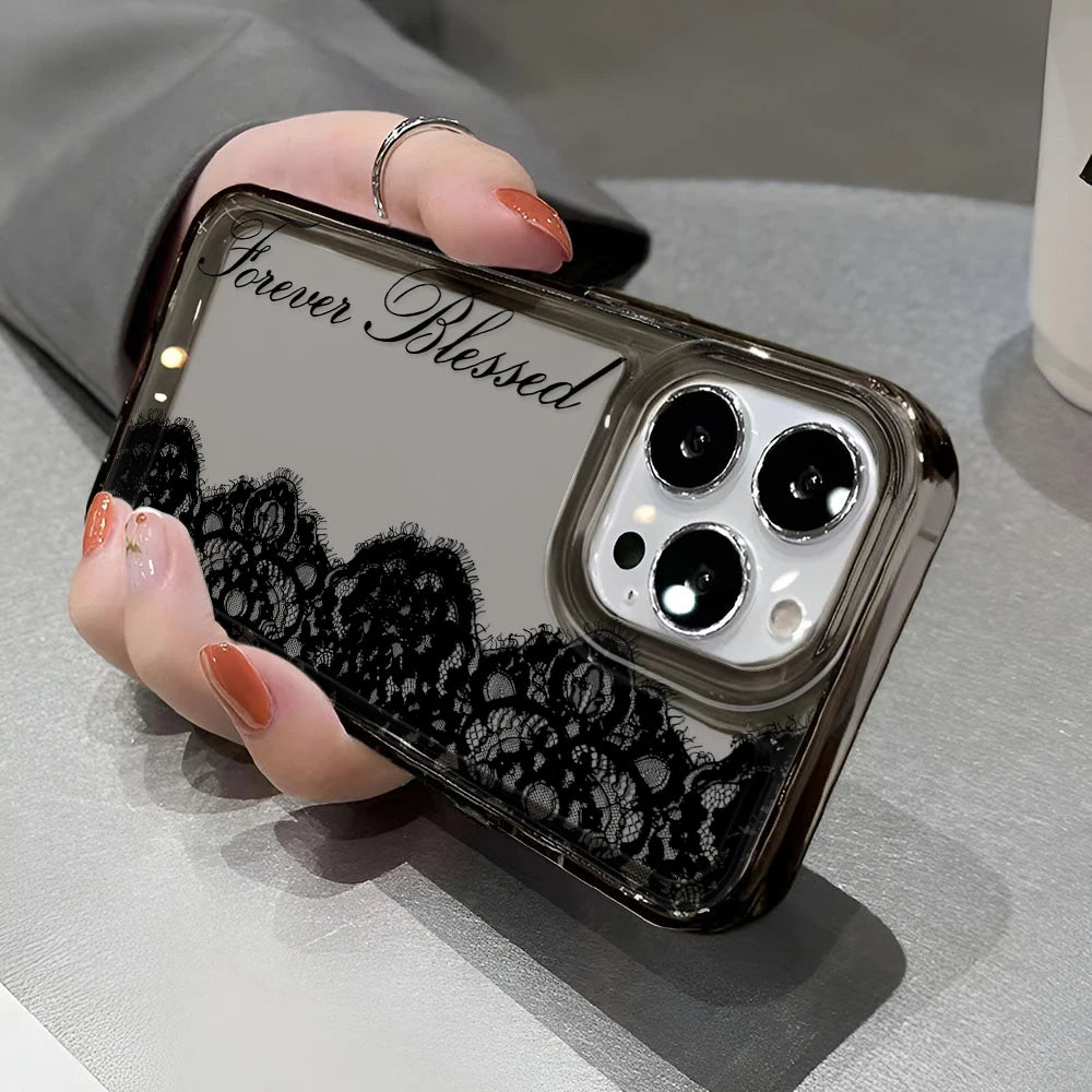 LUXE LINE Black Lace Transparent Shockproof iPhone Case