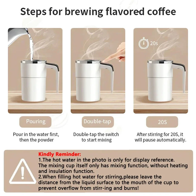 380ML Electric Coffee Self Mixing Mug IP67 Waterproof Coffee Stirring Mug USB Charging Digital Display Automatic Magnetic Cup