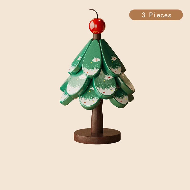 Christmas Tree Wooden Trivet Coaster Set