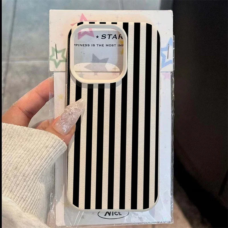 LUXE LINE Striped Minimalist Couple Phone Case – INS Style Cover