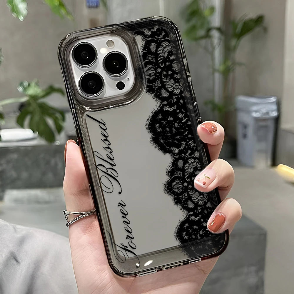 LUXE LINE Black Lace Transparent Shockproof iPhone Case