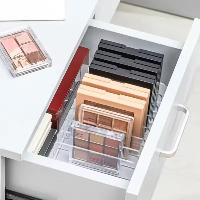 LUXE LINE Makeup Organizer Box – 7-Compartment Clear Storage Shelf for Cosmetics