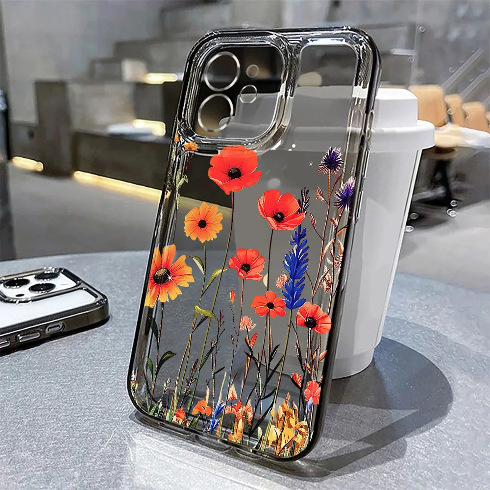 LUXE LINE Floral Clear Shockproof Silicone iPhone Case