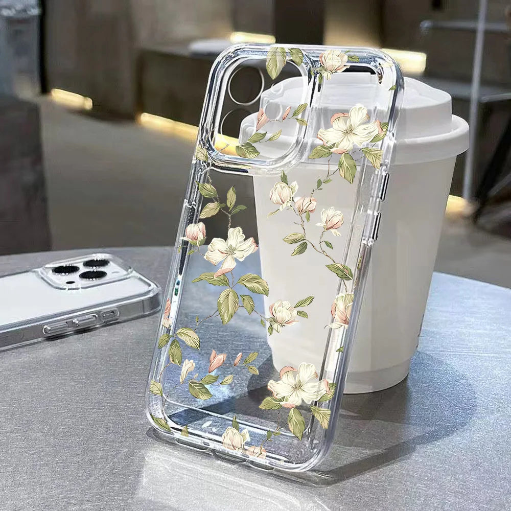 LUXE LINE Floral Clear Shockproof Silicone iPhone Case