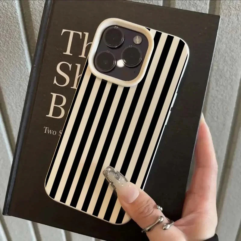 LUXE LINE Striped Minimalist Couple Phone Case – INS Style Cover
