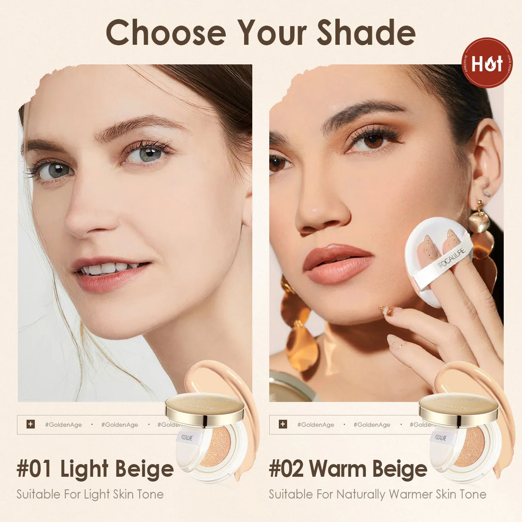 Wholesale FOCALLURE Foundation Air Cushion Waterproof Matte Base Poreless Full Coverage Face Cream Smooth Foundation Cosmetics