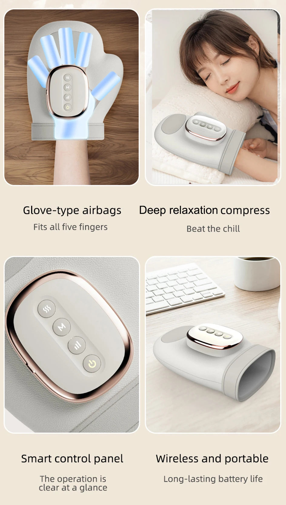 LUXE LINE Electric Hand Massager – Airbag Compression Glove for Finger & Palm Relief