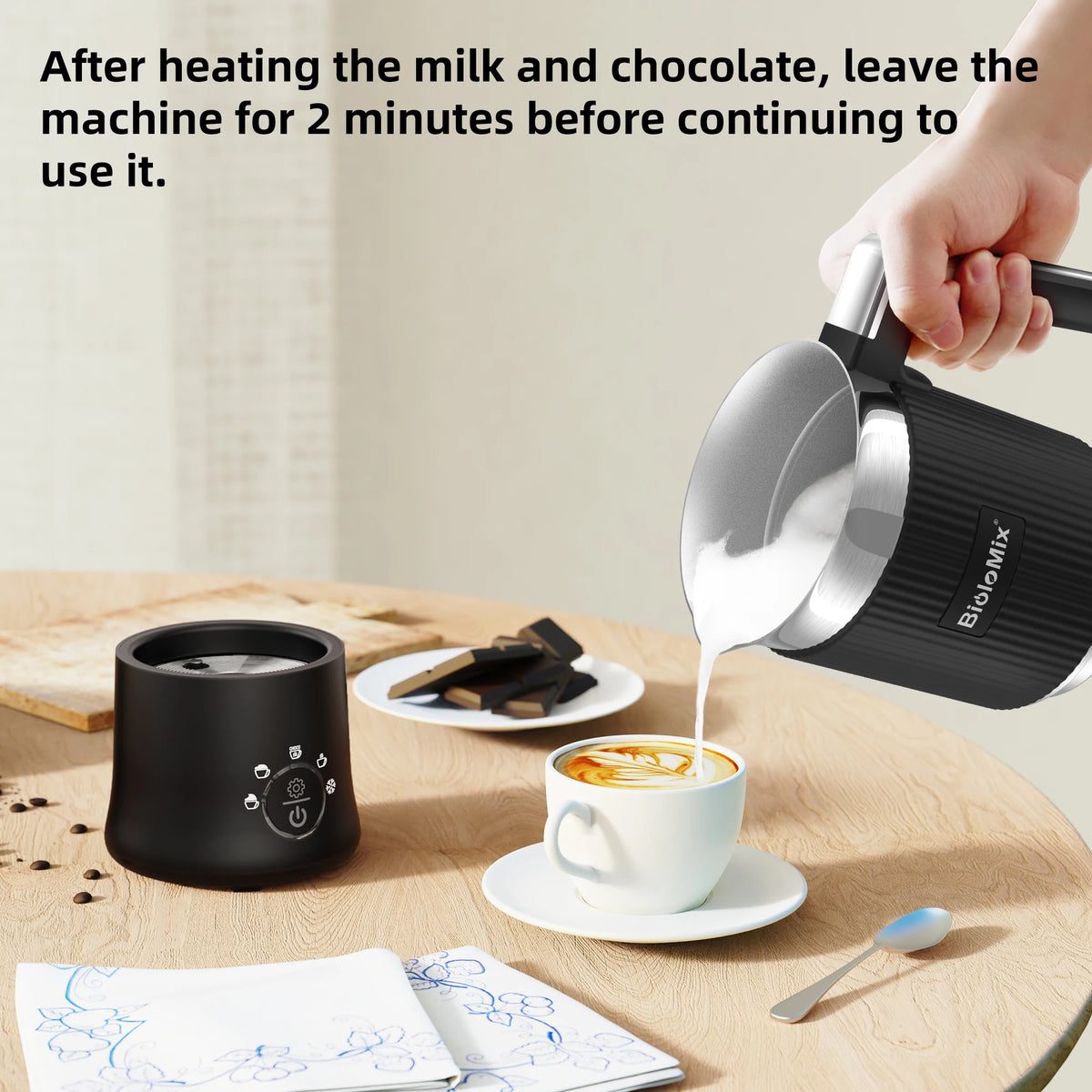 BioloMix 5-in-1 Electric Milk Frother & Steamer