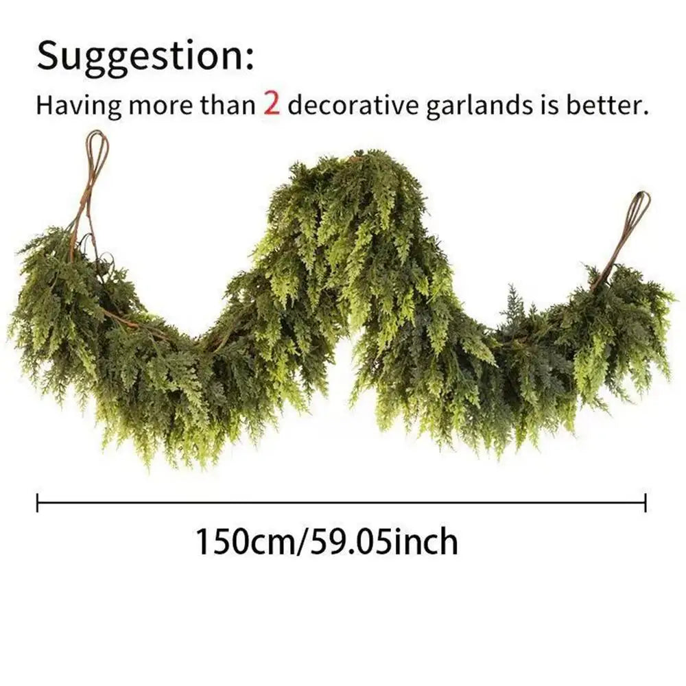 Faux Cedar Pine Garland Wreath Decoration
