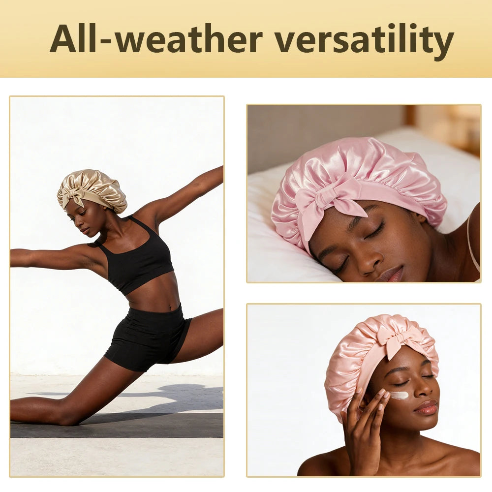 LUXE LINE Satin Silk Sleep Bonnet for Women