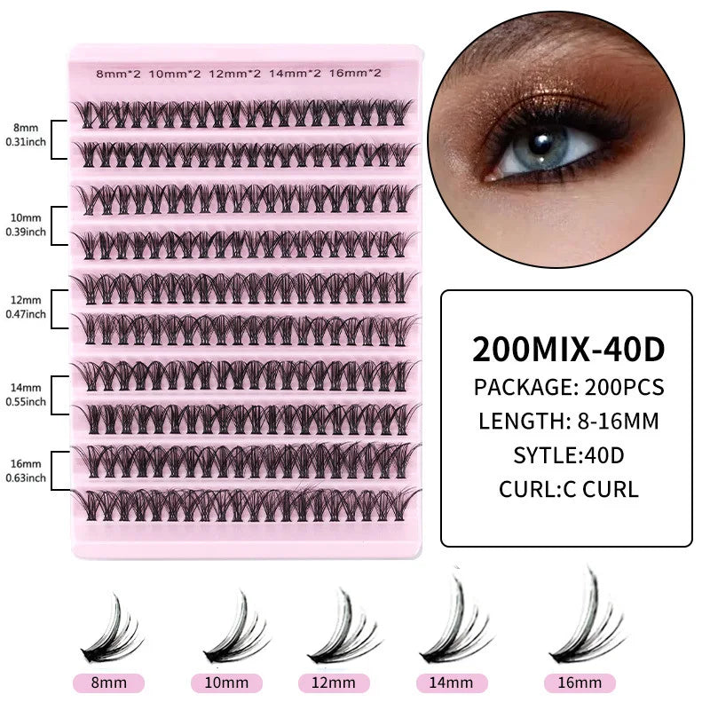 10 Rows Cluster Lashes 30/40/60/80D | Luxe Line Shop