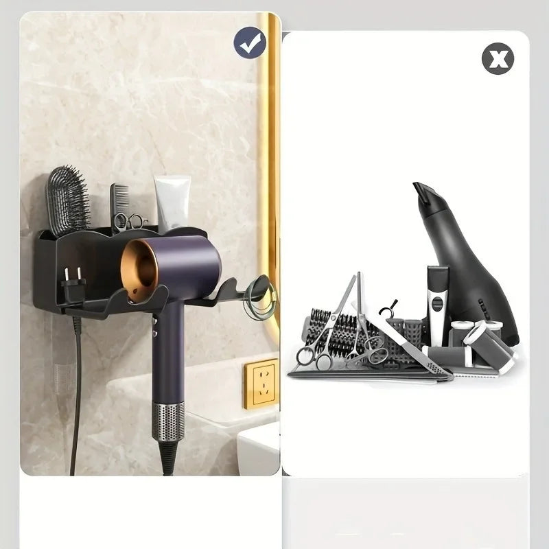 LUXE LINE Hair Dryer Storage Rack – Wall Mount, No Drill