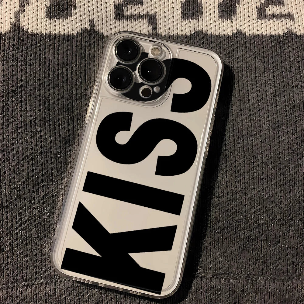 LUXE LINE Kiss Print Clear Silicone iPhone Case