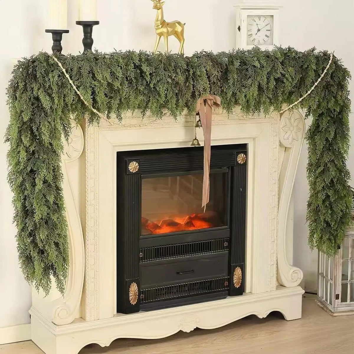 Faux Cedar Pine Garland Wreath Decoration
