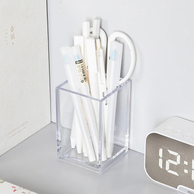 LUXE LINE Makeup Brush Pot with Brushes Storage – Acrylic Cosmetic Holder & Desk Organizer