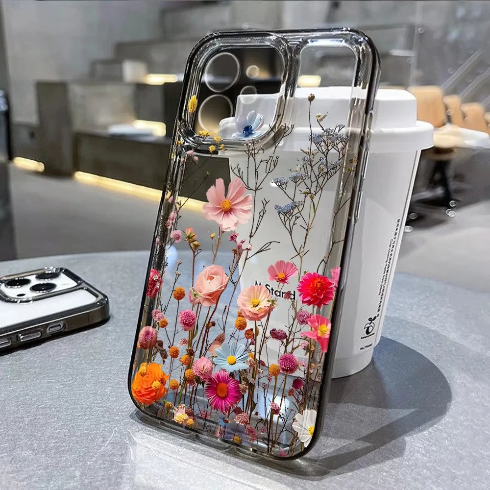 LUXE LINE Floral Clear Shockproof Silicone iPhone Case