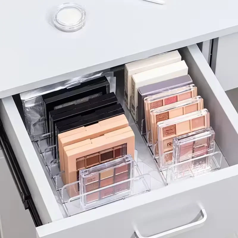 LUXE LINE Makeup Organizer Box – 7-Compartment Clear Storage Shelf for Cosmetics