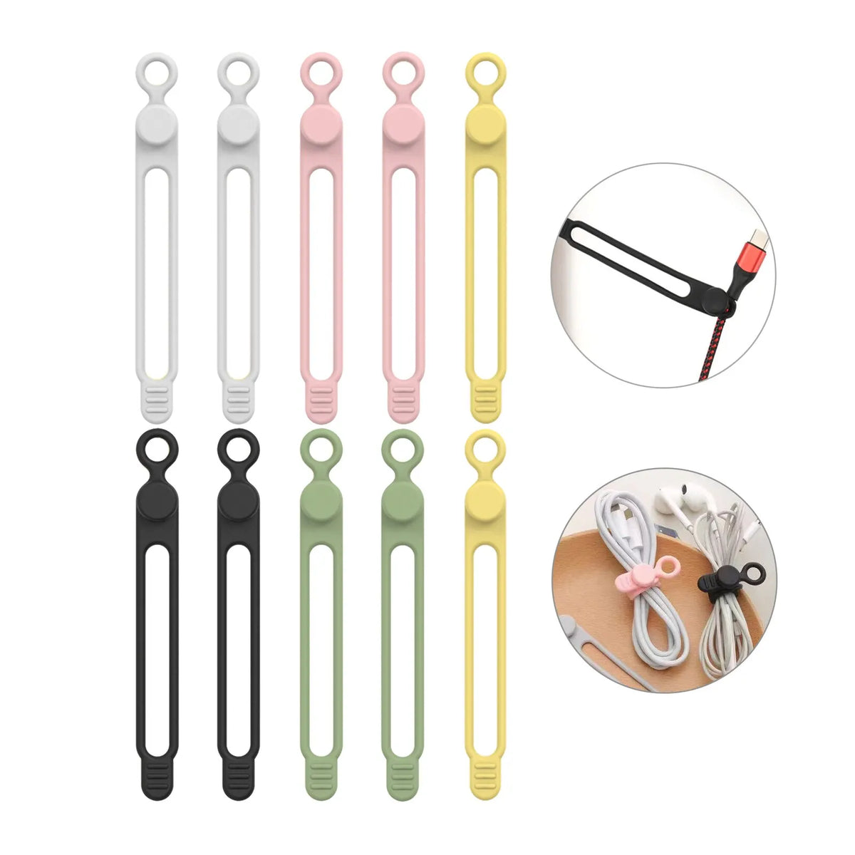 LUXE LINE Silicone Cable Ties & Cord Organizer Straps