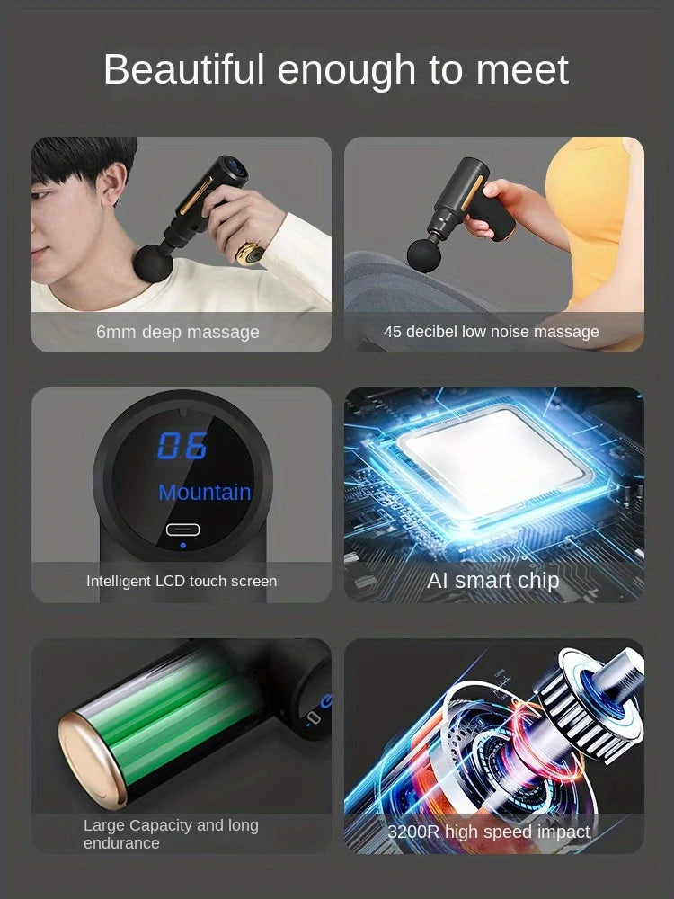 LUXE LINE Massage Gun – Handheld Deep Muscle Massager, 6 Modes & 6 Gears